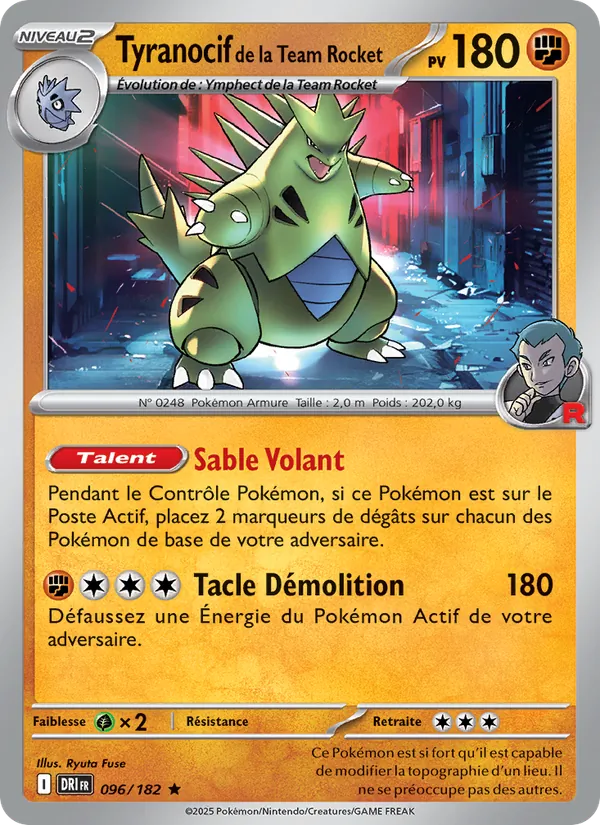 Carte Pokémon Tyranocif de la Team Rocket 096/182 de l'extension Rivalités Destinées