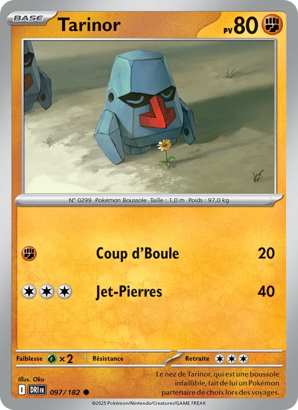 Carte Pokémon Tarinor 097/182 de l'extension Rivalités Destinées