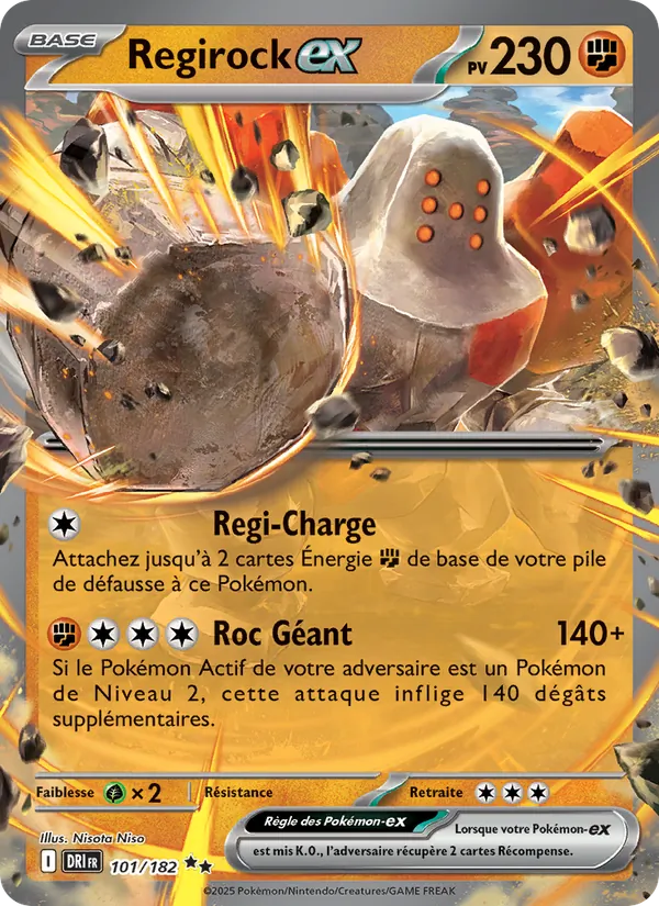 Carte Pokémon Regirock-ex 101/182 de l'extension Rivalités Destinées