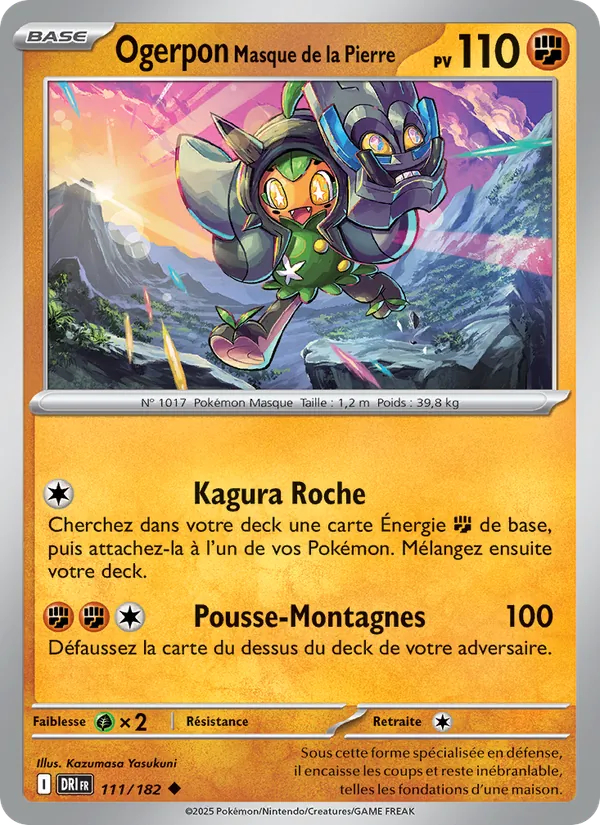 Carte Pokémon Ogerpon Masque de la Pierre 111/182 de l'extension Rivalités Destinées
