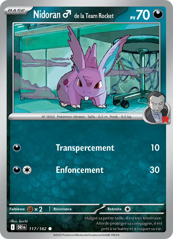 Carte Pokémon Nidoran♂ de la Team Rocket 117/182 de l'extension Rivalités Destinées