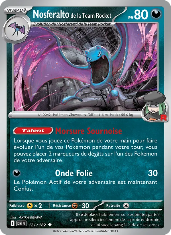 Carte Pokémon Nosferalto de la Team Rocket 121/182 de l'extension Rivalités Destinées