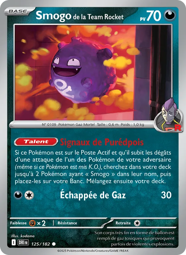 Carte Pokémon Smogo de la Team Rocket 125/182 de l'extension Rivalités Destinées