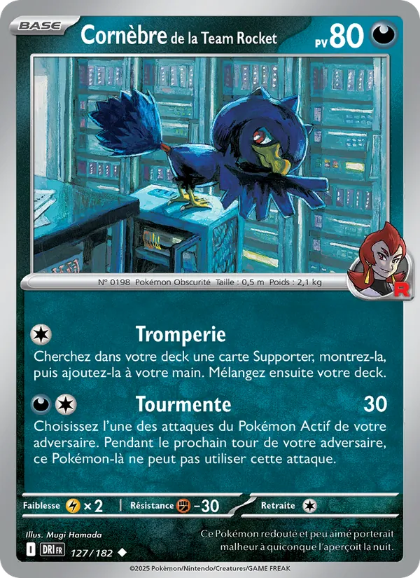 Carte Pokémon Cornèbre de la Team Rocket 127/182 de l'extension Rivalités Destinées