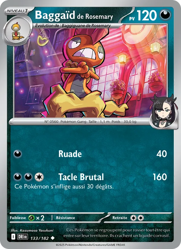 Carte Pokémon Baggaïd de Rosemary 133/182 de l'extension Rivalités Destinées