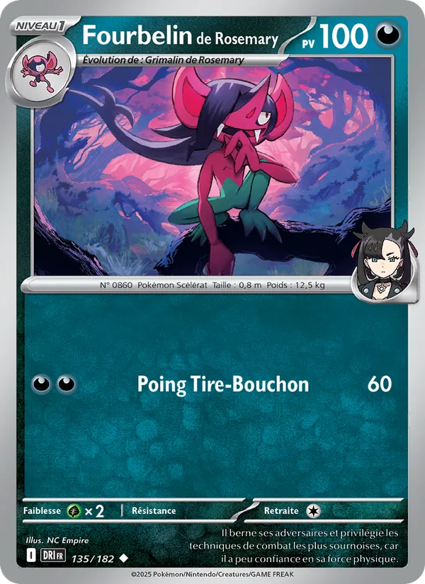 Carte Pokémon Fourbelin de Rosemary 135/182 de l'extension Rivalités Destinées