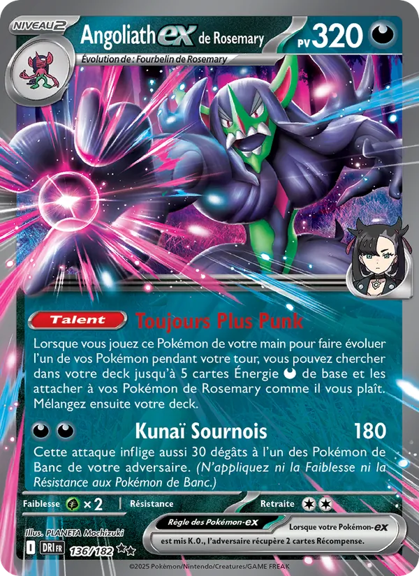 Carte Pokémon Angoliath-ex de Rosemary 136/182 de l'extension Rivalités Destinées