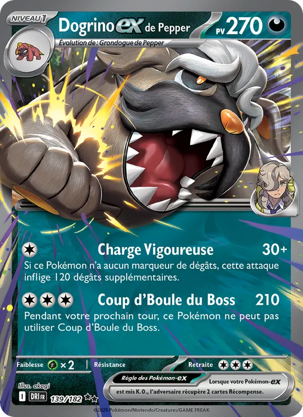 Carte Pokémon Dogrino-ex de Pepper 139/182 de l'extension Rivalités Destinées