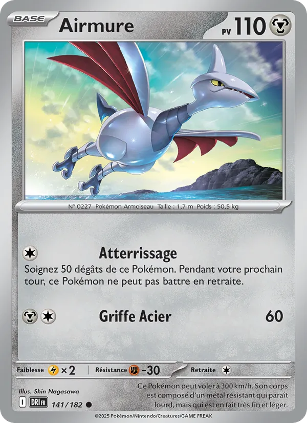 Carte Pokémon Airmure 141/182 de l'extension Rivalités Destinées