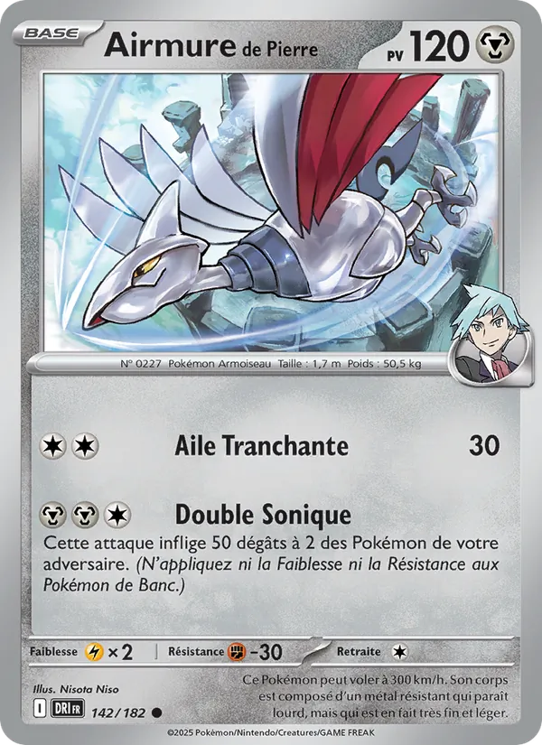 Carte Pokémon Airmure de Pierre 142/182 de l'extension Rivalités Destinées