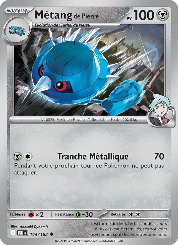 Carte Pokémon Métang de Pierre 144/182 de l'extension Rivalités Destinées