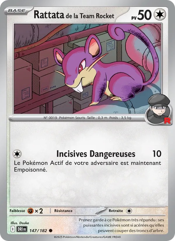Carte Pokémon Rattata de la Team Rocket 147/182 de l'extension Rivalités Destinées