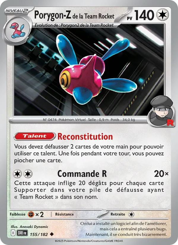 Carte Pokémon Porygon-Z de la Team Rocket 155/182 de l'extension Rivalités Destinées