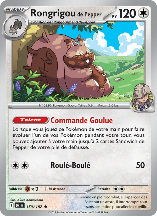 Carte Pokémon Rongrigou de Pepper 159/182 de l'extension Rivalités Destinées