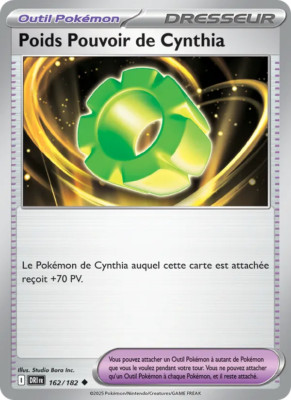 Carte Pokémon Poids Pouvoir de Cynthia 162/182 de l'extension Rivalités Destinées