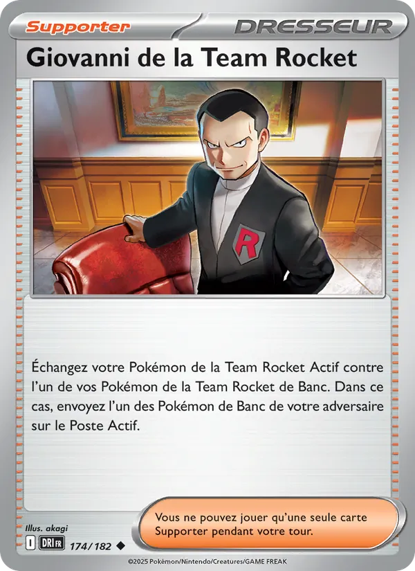 Carte Pokémon Giovanni de la Team Rocket 174/182 de l'extension Rivalités Destinées