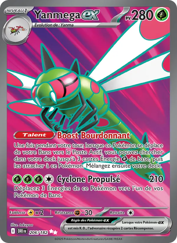 Carte Pokémon Yanmega-ex 206/182 de l'extension Rivalités Destinées