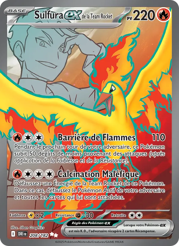 Carte Pokémon Sulfura-ex de la Team Rocket 208/182 de l'extension Rivalités Destinées