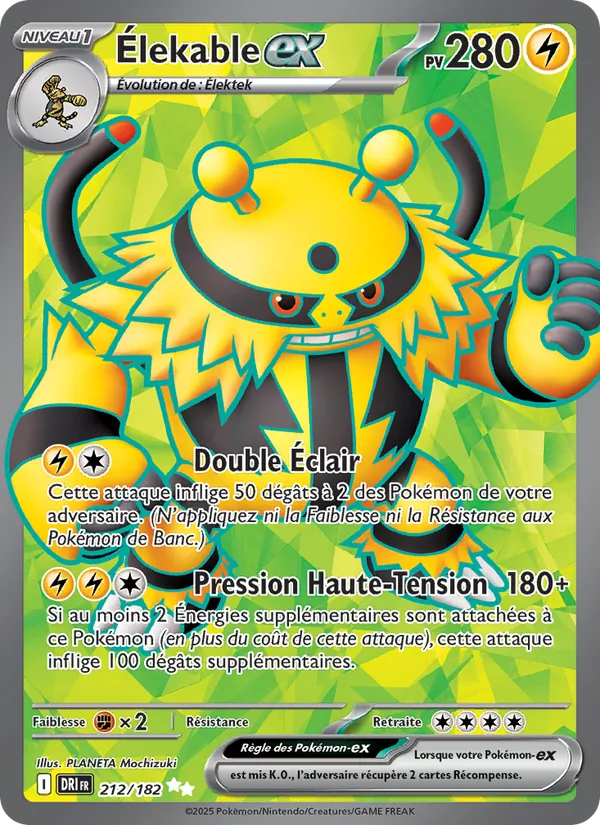 Carte Pokémon Élekable-ex 212/182 de l'extension Rivalités Destinées
