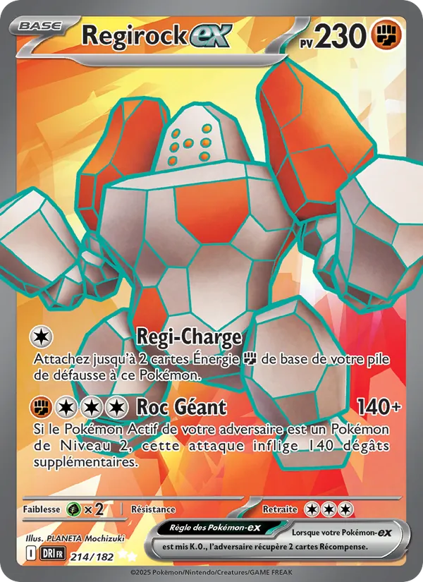 Carte Pokémon Regirock-ex 214/182 de l'extension Rivalités Destinées