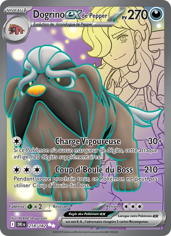 Carte Pokémon Dogrino-ex de Pepper 218/182 de l'extension Rivalités Destinées