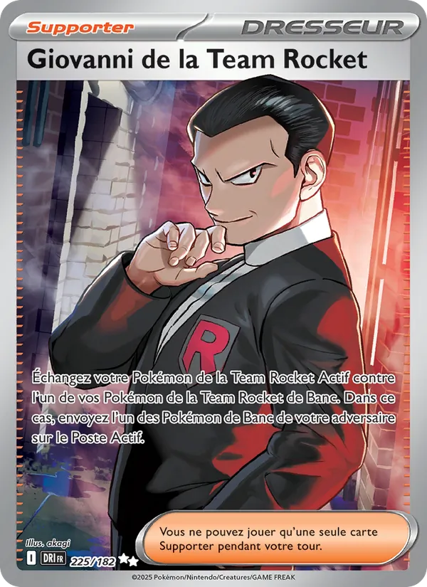 Carte Pokémon Giovanni de la Team Rocket 225/182 de l'extension Rivalités Destinées