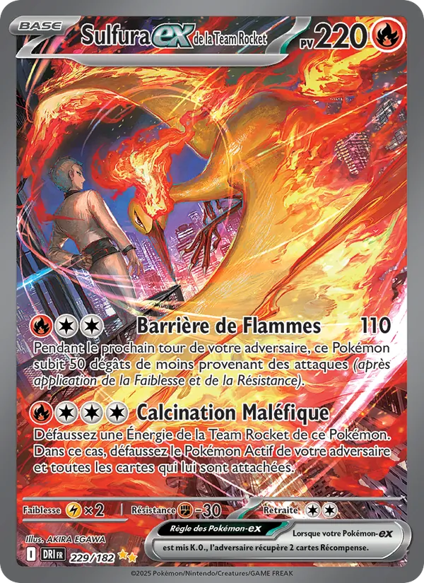Carte Pokémon Sulfura-ex de la Team Rocket 229/182 de l'extension Rivalités Destinées