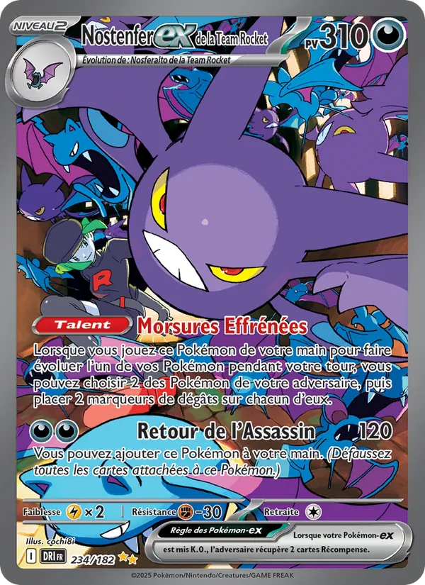 Carte Pokémon Nostenfer-ex de la Team Rocket 234/182 de l'extension Rivalités Destinées