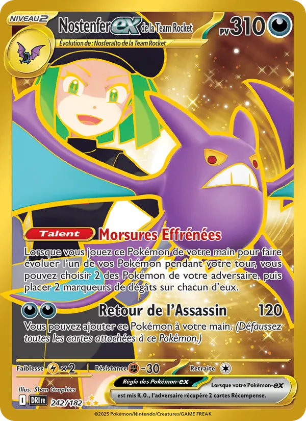 Carte Pokémon Nostenfer-ex de la Team Rocket 242/182 de l'extension Rivalités Destinées