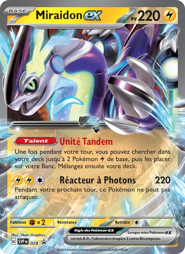 Carte Pokémon Miraidon-ex 028/225 de l'extension SVP Black Star Promos