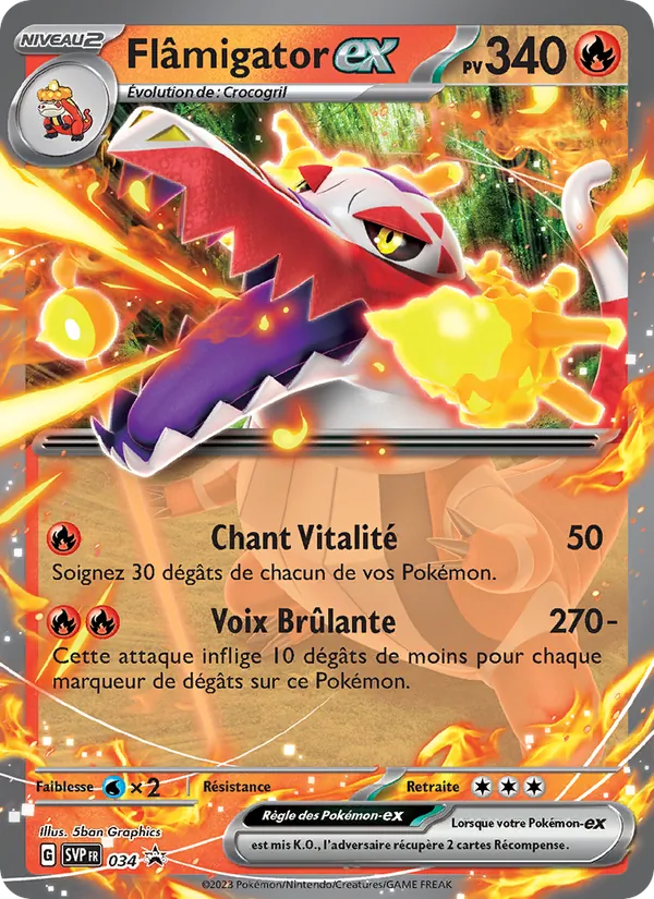 Carte Pokémon Flâmigator-ex 034/225 de l'extension SVP Black Star Promos