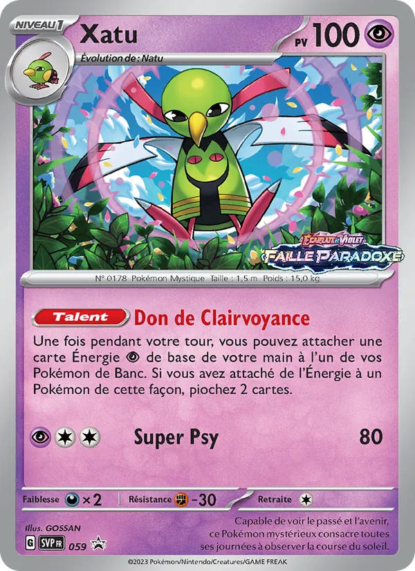 Carte Pokémon Xatu 059/225 de l'extension SVP Black Star Promos