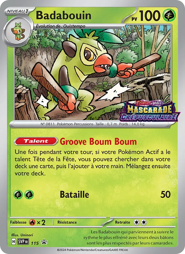 Carte Pokémon Badabouin 115/225 de l'extension SVP Black Star Promos