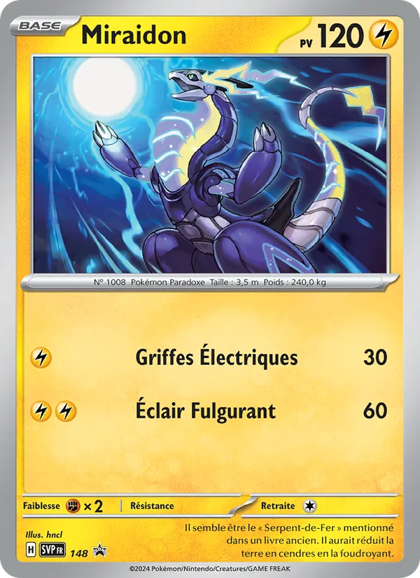 Carte Pokémon Miraidon 148/225 de l'extension SVP Black Star Promos