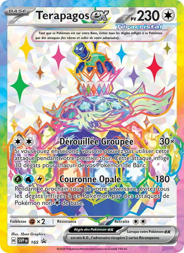 Carte Pokémon Terapagos-ex 165/225 de l'extension SVP Black Star Promos