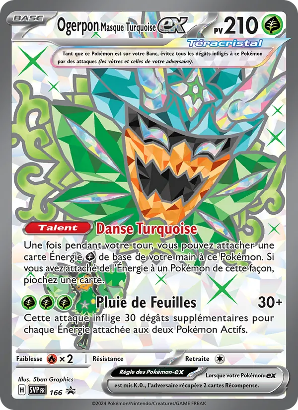 Carte Pokémon Ogerpon Masque Turquoise-ex 166/225 de l'extension SVP Black Star Promos