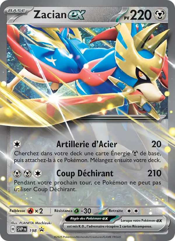Carte Pokémon Zacian-ex 198/225 de l'extension SVP Black Star Promos