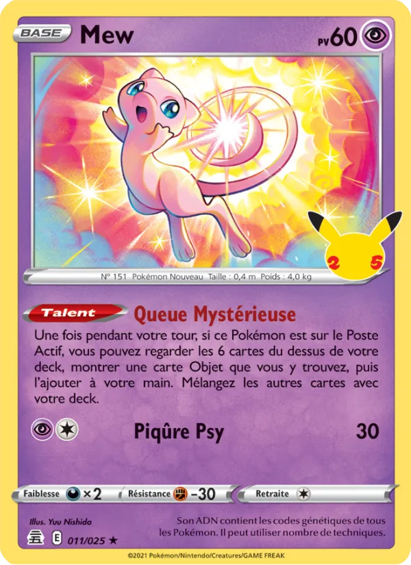 Carte Pokémon Mew 11/25 de l'extension Célébrations