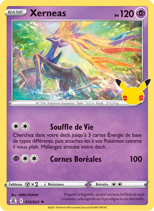 Carte Pokémon Xerneas 12/25 de l'extension Célébrations