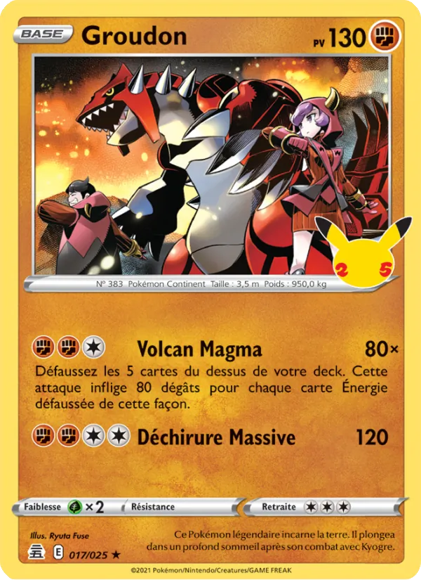 Carte Pokémon Groudon 17/25 de l'extension Célébrations
