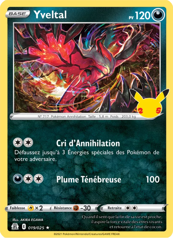 Carte Pokémon Yveltal 19/25 de l'extension Célébrations