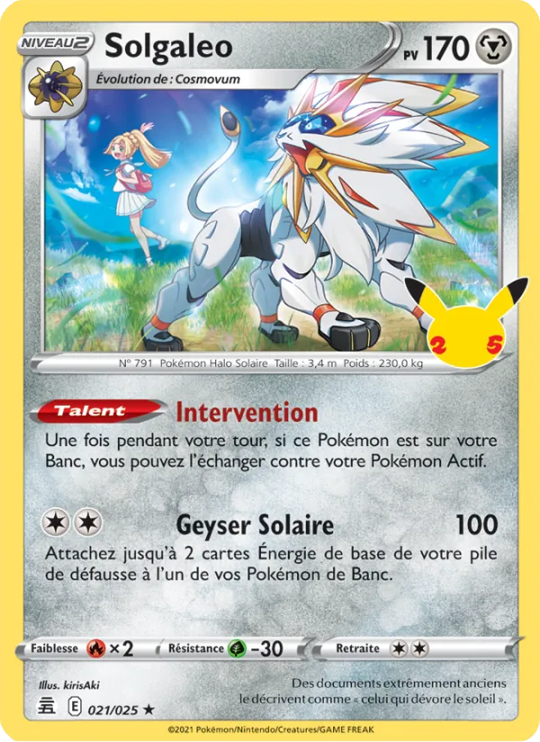 Carte Pokémon Solgaleo 21/25 de l'extension Célébrations