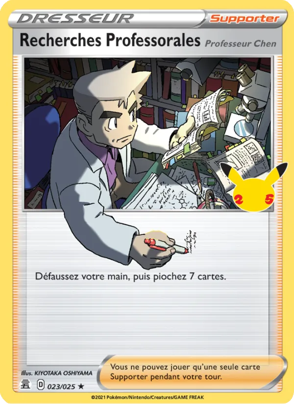 Carte Pokémon Recherches Professorales (Professeur Chen) 23/25 de l'extension Célébrations