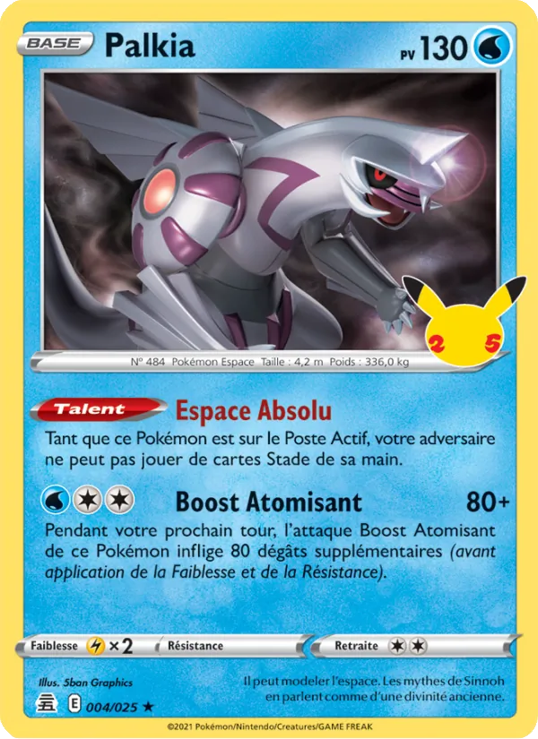 Carte Pokémon Palkia 4/25 de l'extension Célébrations