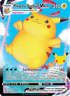 Carte Pokémon Pikachu Surfeur VMAX 9 — Célébrations