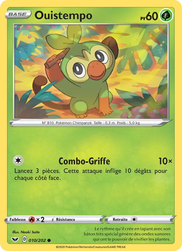 Carte Pokémon Ouistempo 10/202 de l'extension Épée et Bouclier