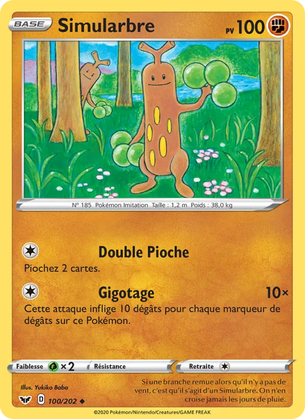 Carte Pokémon Simularbre 100/202 de l'extension Épée et Bouclier