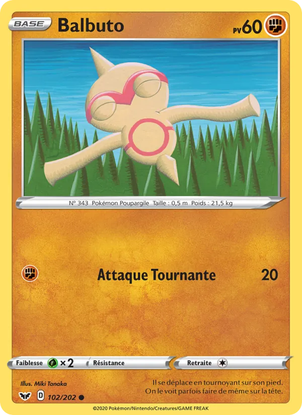 Carte Pokémon Balbuto 102/202 de l'extension Épée et Bouclier