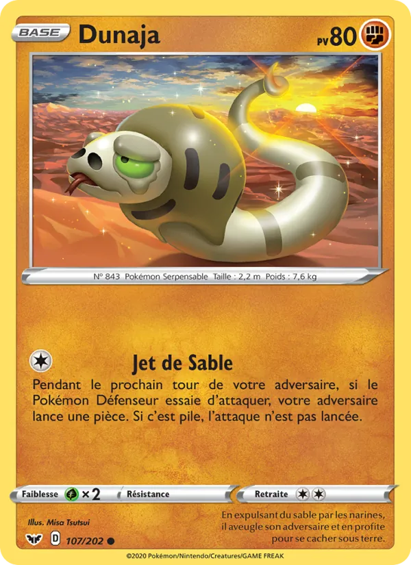 Carte Pokémon Dunaja 107/202 de l'extension Épée et Bouclier