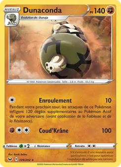 Carte Pokémon Dunaconda 109 — Épée et Bouclier